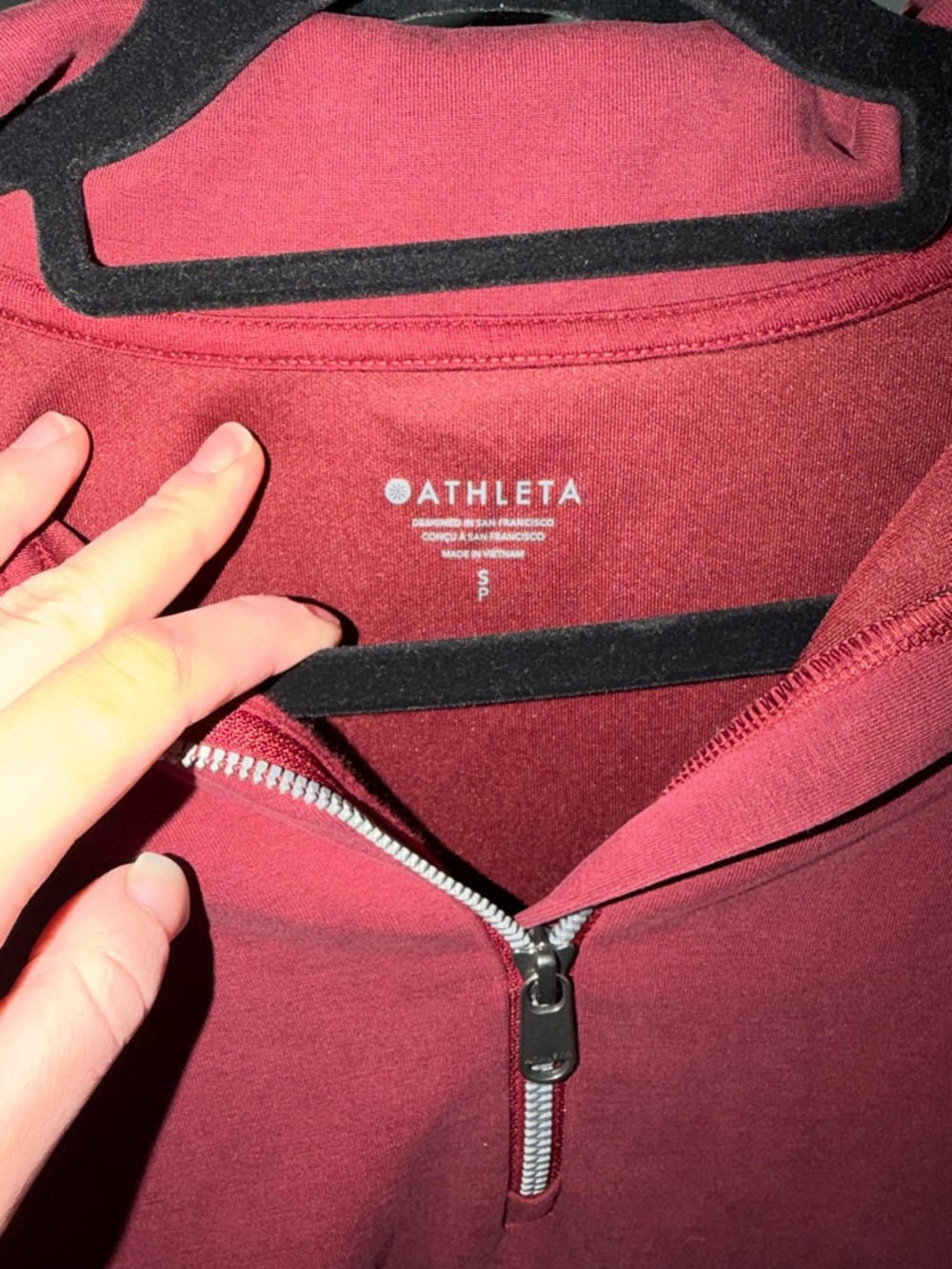 Athleta Quarter-Zip Pullover Hoodie in Deep Berry - Picture 4 of 7